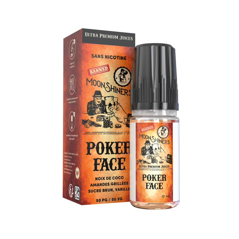 Vanille noix de coco amandes grillées sucre brun - poker face - moonshiners 0.3 mg