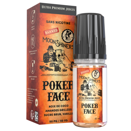 Vanille noix de coco amandes grillées sucre brun - poker face - moonshiners 0.3 mg
